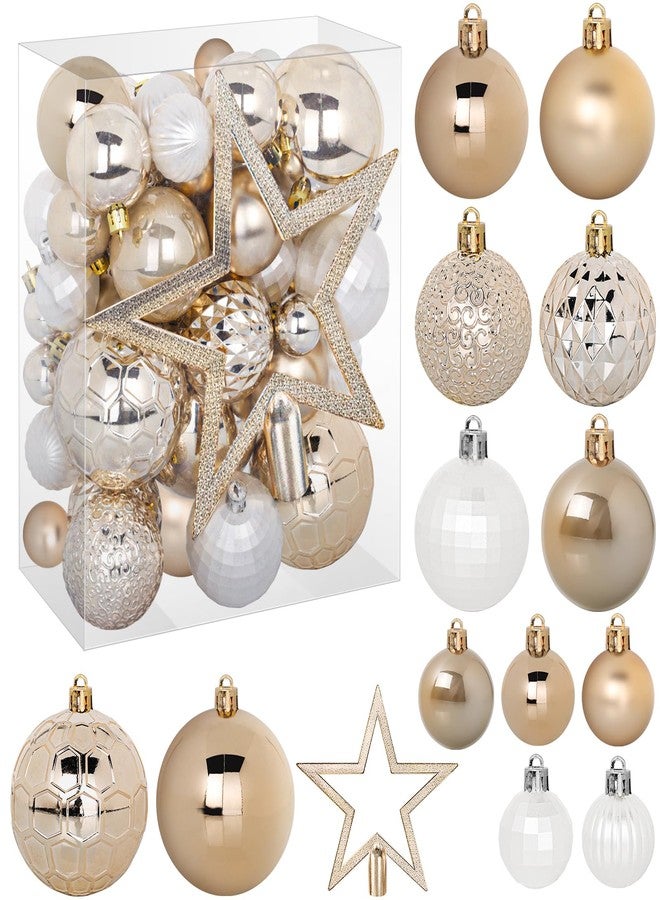 TranquilBliss 50 Pcs Christmas Ornaments Set with Strings, Christmas Ball Ornaments Set with Hanging Strings, Shatterproof Christmas Decorations Ornaments for Xmas Tree (Deep Champagne) - Image 1